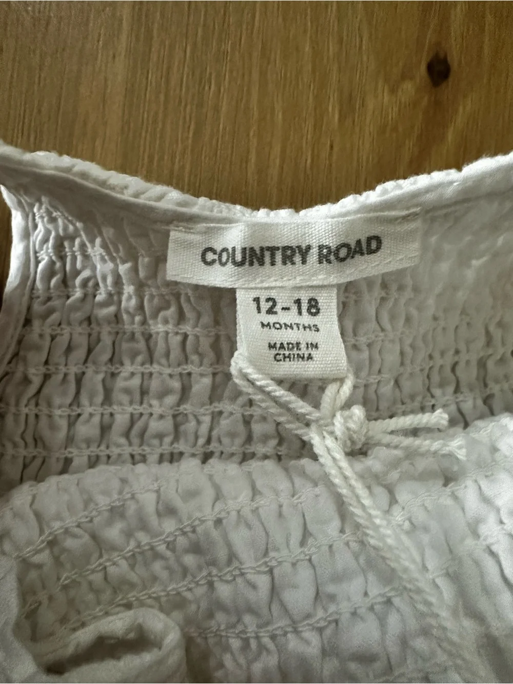 NWT Country Road Baby Girl White Shirred Frill Organic Cotton Dress 12-18M